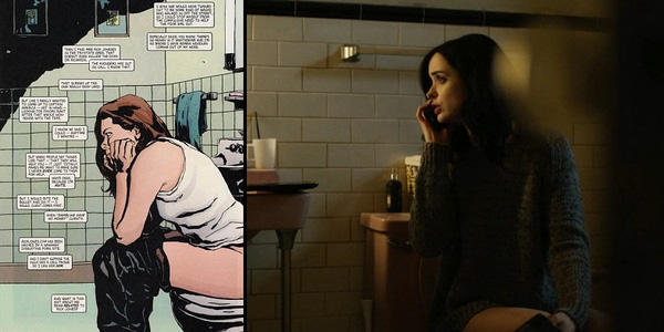 
Thói quen ngồi điều tra trong toilet của Jessica Jones gần như tương đồng với bộ truyện tranh.
