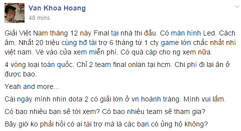 
Pewpew bất ngờ đăng tải thông tin về giải đấu DOTA 2 Việt Nam hoành tráng.
