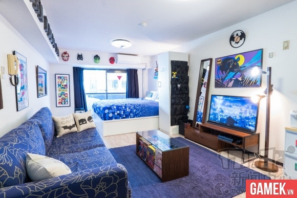 
Căn phòng có trang trí theo chủ đề Batman của nhà nghỉ Airbnb ở khu Shibuya, Tokyo, Nhật Bản
