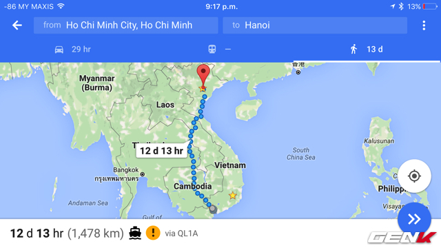 Google Maps đi bộ tới Hà Nội từ TP.HCM 2024: Bạn muốn tìm một phương tiện đi lại thú vị và tiết kiệm chi phí? Bạn có thể đi bộ từ TP.HCM đến Hà Nội với sự hỗ trợ của Google Maps. Google Maps đi bộ tới Hà Nội từ TP.HCM 2024 sẽ giúp bạn có trải nghiệm tuyệt vời trên con đường huyền thoại này. Cùng trải nghiệm và khám phá đất nước một cách thú vị và hoàn toàn mới!
