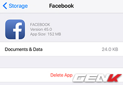  Sau khi xóa và cài đặt lại, dung lượng của ứng dụng Facebook chỉ chiếm 152MB. 