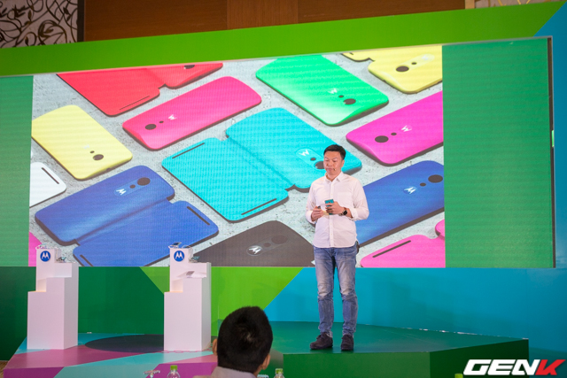 Ông Danny Li - Giám đốc điều hành kinh doanh của Motorola Mobility khu vực Đông Nam Á đang phát biểu trong buổi giới thiệu.