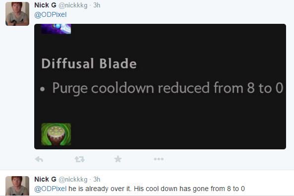 
Tuy nhiên Icefrog cũng xoa dịu những người chơi khi xóa bỏ cooldown các charge của Diffusal Blade.
