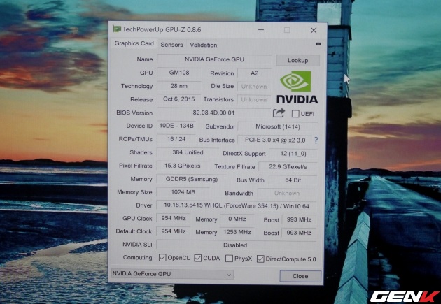  Thông số của GPU Nvidia GeForce trên Surface Book 