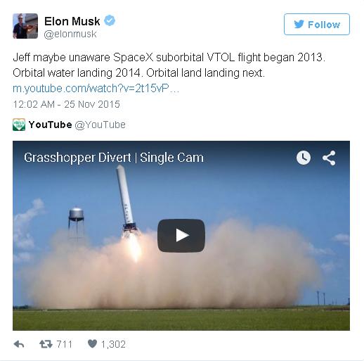  Có thể Jeff không biết rằng SpaceX đã thử nghiệm các lần hạ cánh thành công vào năm 2013. Hạ cánh xuống mặt nước vào năm 2014. Và tiếp theo sẽ là hạ cánh xuống mặt đất. 