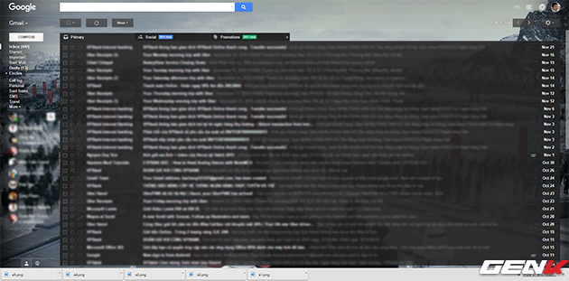  Nền Gmail được đổi thành tông màu tối. 