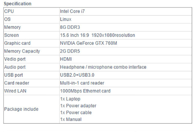  Cấu hình chi tiết của chiếc Ultrabook Xiaomi 15,6 inch. 
