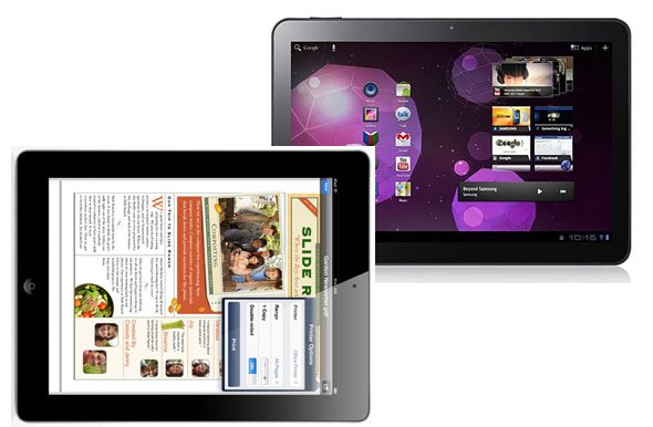  iPad 2 được Apple trình diện vào tháng 3/2011. Chiếc Galaxy Tab 10.1 của Samsung cũng xuất hiện ngay sau đó 1 tháng và điều đặc biệt là chúng khá giống nhau, dù không chung nhà sản xuất. 