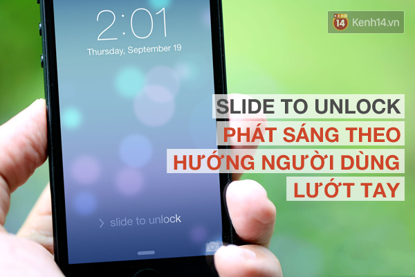 Có thể bạn không hề để ý rằng dòng chữ slide to unlock được phát sáng nhẹ nhàng, chạy theo hướng người dùng cần lướt tay để mở khóa iPhone.