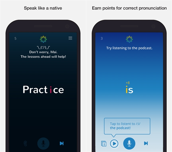 Elsa cho phép người sử dụng luyện tập việc phát âm đúng từng âm một - Ảnh: Google Play Store