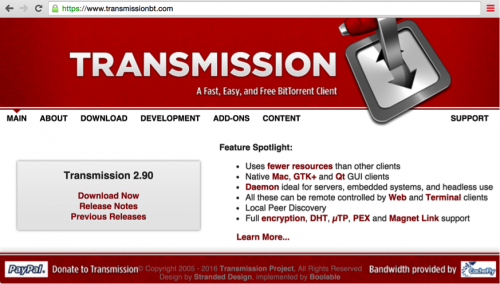  Giao diện trang tải phần mềm Transmission. 