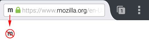  Firefox 47 trên Android đã bỏ đi biểu tượng chữ m trên thanh địa chỉ URL 