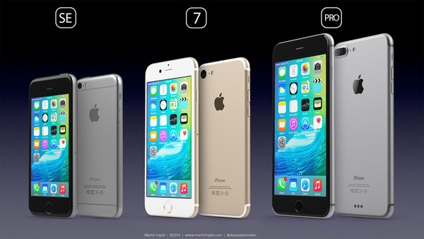  iPhone SE, iPhone 7 và iPhone 7 Pro trong hình dung của Martin Hajek. 