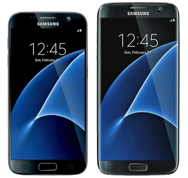  Galaxy S7 bên trái, và Galaxy S7 edge bên phải. 