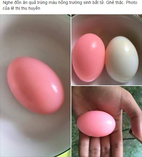 
Hình ảnh quả trứng có màu hồng đăng tải trên mạng xã hội gây xôn xao.
