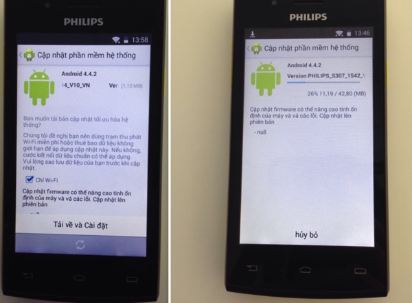
Hình ảnh cập nhật phần mềm cho Philips S307.

