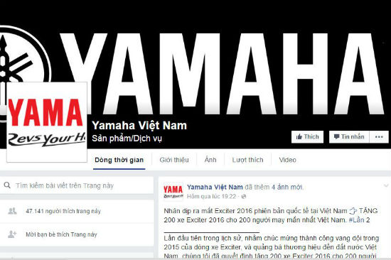  Fanpage Yamaha Việt Nam thu hút gần 50.000 lượt người thích 