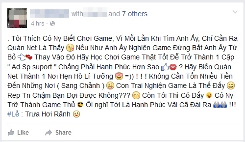 
Chuyện lạ: Hàng loạt cô gái Việt đồng loạt viết status ủng hộ người yêu chơi game
