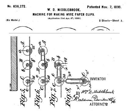  Bằng sáng chế được cấp cho thiết kế máy chế tạo kẹp giấy Gem của ông William Middlebrook. 