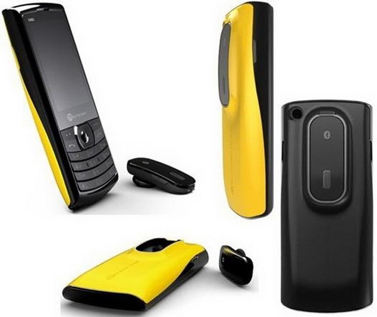  Micromax X450 Van Gogh với tai nghe Bluetooth gắn sau lưng máy và sạc trực tiếp từ pin của điện thoại 