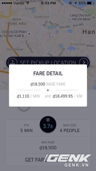  Thậm chí, Surge Pricing của Uber áp dụng tại khu vực này còn tăng nhanh sau đó, lên tới 3.7x. Mức giá này khắc nghiệt như thời tiết Hà Nội vậy. 