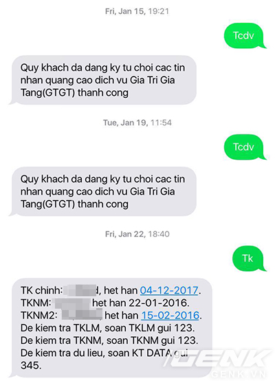  Dù đã gửi tới 2 tin nhắn từ chối quảng cáo dịch vụ theo hướng dẫn trước đó, Vietnamobile vẫn tiếp tục spam tin nhắn tới người dùng. 