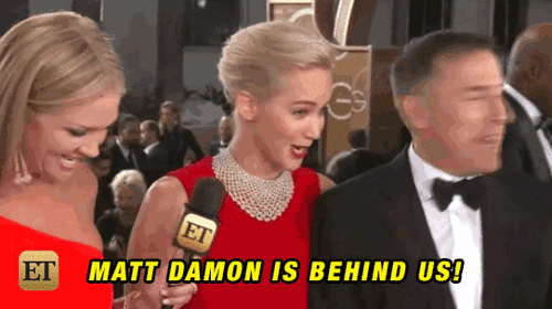 
Jennifer Lawrence có vẻ rất thần tượng Matt Damon
