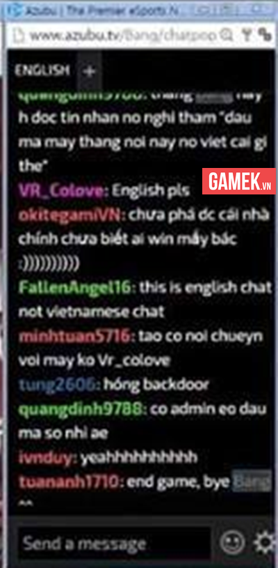 
Game thủ Việt làm loạn kênh chat Tiếng Anh của Bang.
