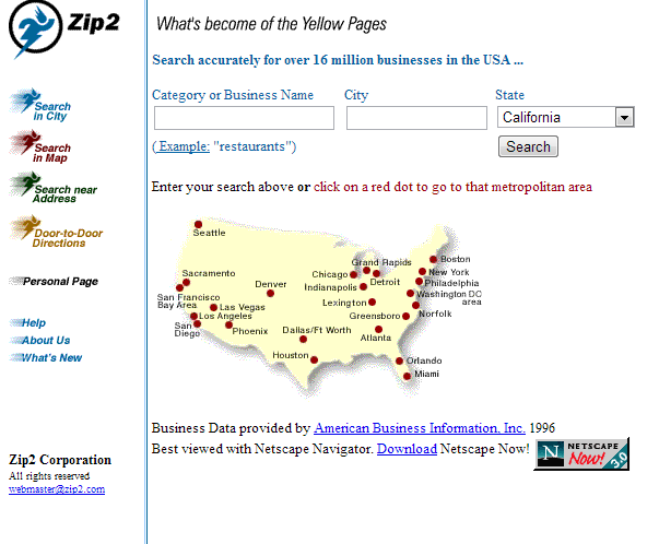  Zip2 đã khai phá thế giới tra cứu trên Internet. 
