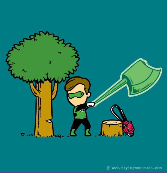 
Biến ra cây rìu to cỡ này thì cây nào chả chặt được nhỉ Green Lantern.
