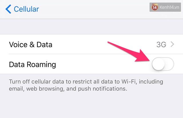 Đừng quên tắt Data Roaming trên smartphone trước khi đi nước ngoài.