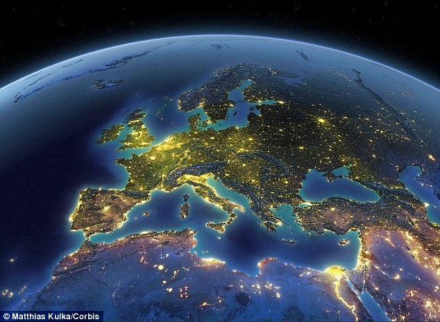  Khu vực Tâu Âu sáng rực trong đêm, có tỉ lệ cao của ung thư vú 