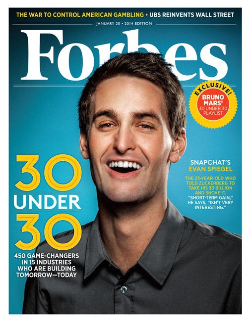  Evan trên bìa tạp chí Forbes. 