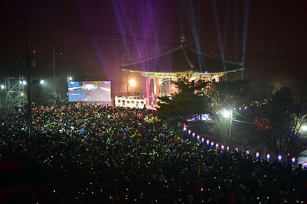 
Người dân Hàn Quốc nô nức đi xem pháo hoa.
