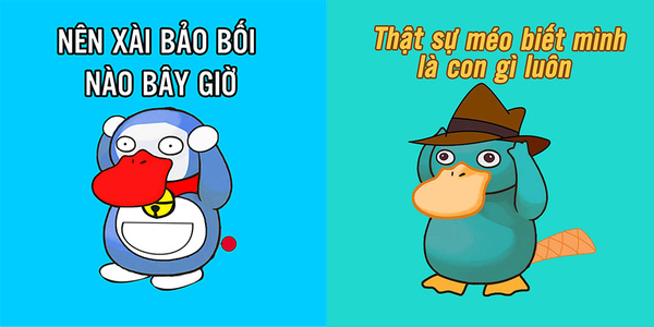 Những nhân vật hoạt hình hết sức quen thuộc: Doraemon và Perry.