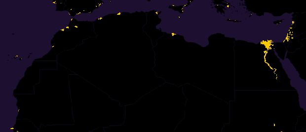  Một khu vực Bắc Phi đen thẫm,ngoại trừ Cairo 