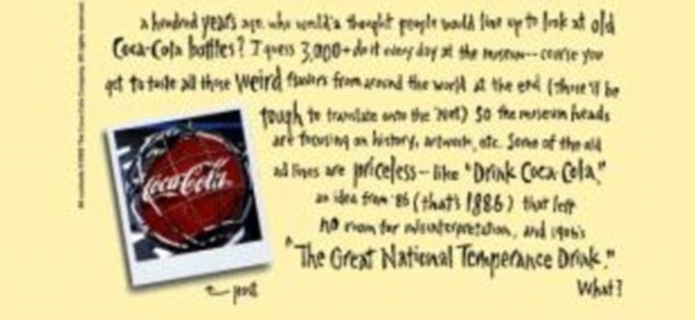 Ra đời ngày 15/1/1998, website của Coca-Cola trông khá kỳ cục với đoạn chữ dài trên nền vàng.