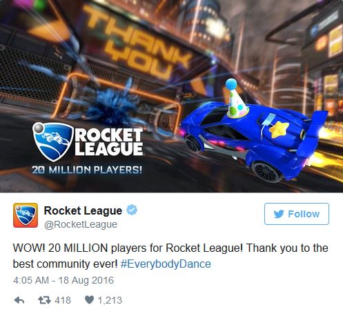 
Thông báo trên trang twitter chính thức của Rocket League.

