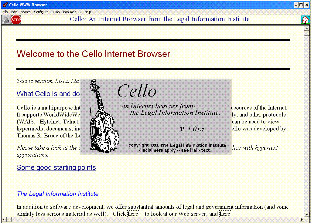  Cello - trình duyệt web đầu tiên cho Windows. 