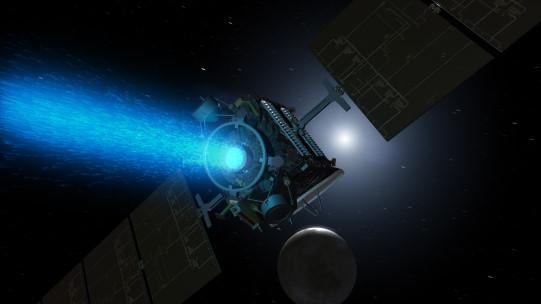 Tàu vũ trụ Dawn với động cơ SEP đang hoạt động.