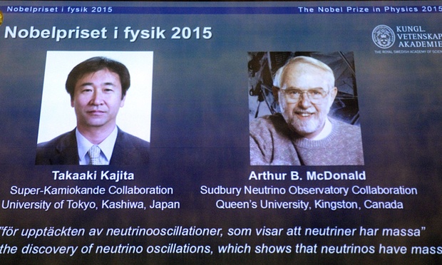  Giải Nobel năm 2015 dành cho phát hiện khối lượng neutrino 