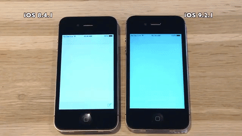  Tốc độ khởi động/chạy ứng dụng trên iPhone 4s chạy iOS 9.2.1 nhỉnh hơn so với iOS 8.4.1 