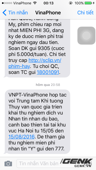  Nhà mạng VinaPhone thử nghiệm dịch vụ Nhận tin nhắn dự báo, cảnh báo thiên tai tại khu vực Hà Nội 