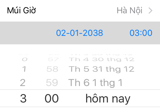  Bạn không thể chỉnh thời gian quá mốc này trên iOS. 