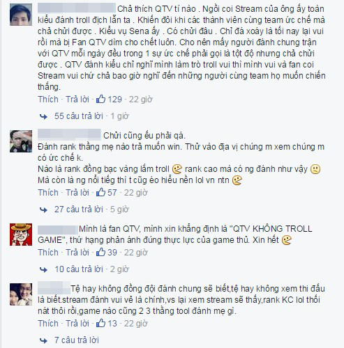 
Nhiều comment phản đối QTV của Anti Fan.
