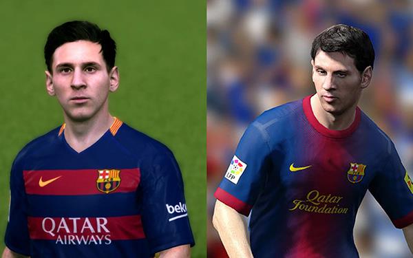 
Messi trong FO3 mới (trái) và Messi trong FIFA 13.
