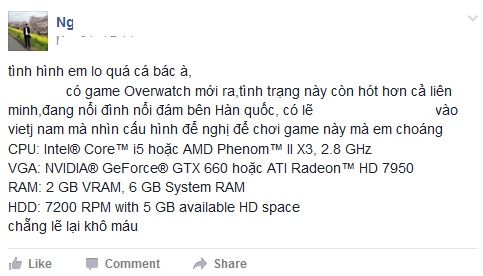 
Một chủ quán net lo lắng và đang cân nhắc để nâng cấp dàn máy chơi tốt Overwatch.
