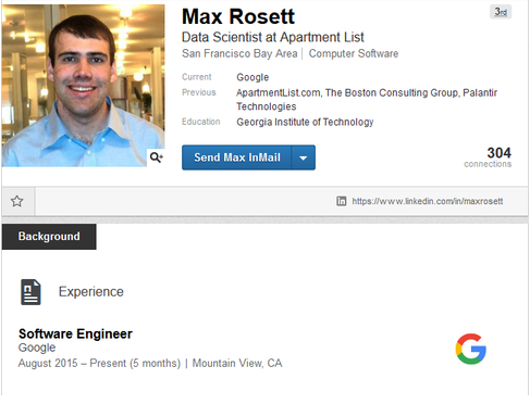  Chân dung Max Rosett, kỹ sư của Google từ tháng 8/2015 