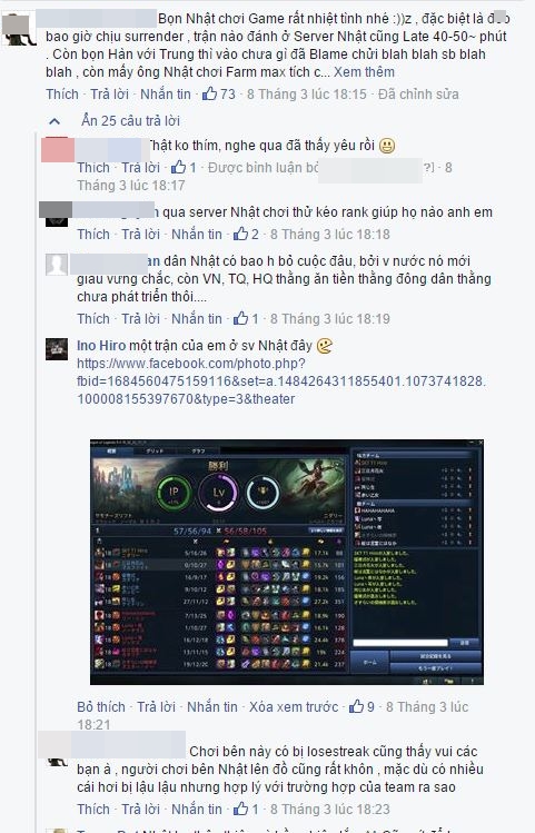 
Những lời bình luận có cánh của gamer Việt sau khi trải nghiệm server Liên Minh Huyền Thoại Nhật Bản.

