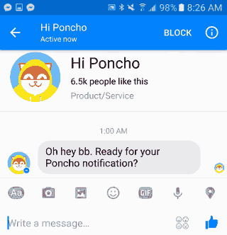  Chatbot Hi Poncho. 